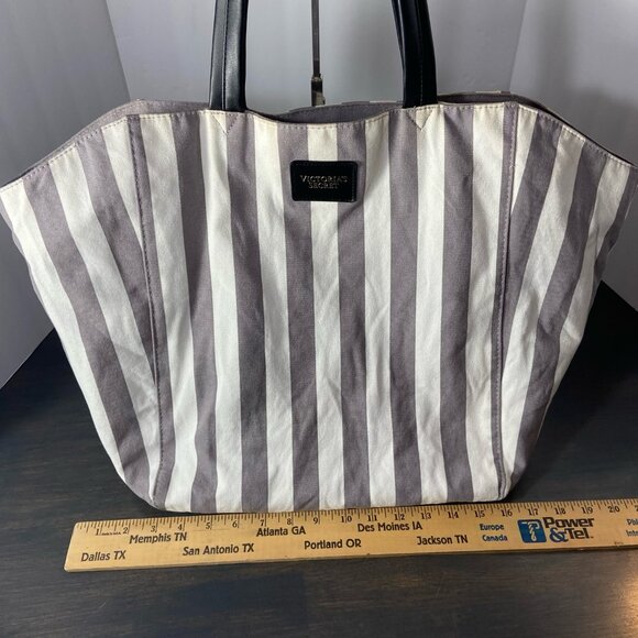 Victoria’s Secret Large Canvas Stripe Tote Bag - Picture 3 of 8